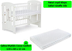 Klups Patut Klups Safari Giraffe Alb + Saltea 12 Confort II (00009556)