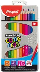 Maped Color Peps Színesceruza Készlet - 12 db, Fémdobozos, Normál, Háromszög