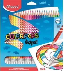 Maped Színes ceruza készlet, háromszögletű, radírozható, MAPED "Color`Peps Oops", 24 különböző szín (IMA832824) - fiorex