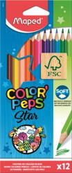 Maped Színes ceruza készlet, háromszögletű, MAPED "Color'Peps Star", 12 különböző szín