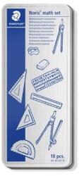 STAEDTLER 557 10 Matematikai Készlet Fém Dobozban - 10 Darabos, Vonalzóval, Körzővel És Kiegészítőkkel (557 10)