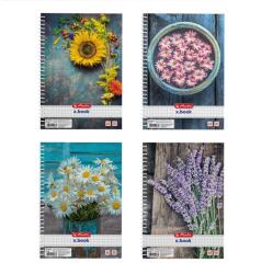Herlitz 09542887 Spirálfüzet - A5, 80 Lap, Flower, Kockás