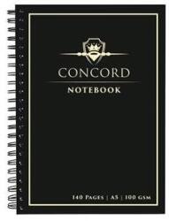 Concord Spirálfüzet - A5, Vonalas, 70 Lap, Fekete (8959-CON)