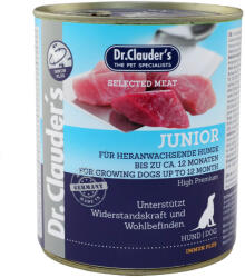 Dr.Clauder's DR. CLAUDER'S Selected Meat Junior, XS-XL, Vită și Pasăre, conservă hrană umedă fără cereale câini junior, (în suc propriu), 800g