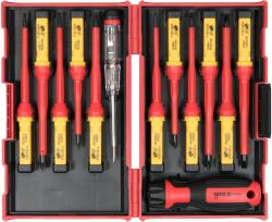 TOYA YT-28295 VDE Csavarhúzó Készlet - 13 db-os, PH, PZ, Torx Csavarokhoz, Cserélhető Heggyel, Hornyolt