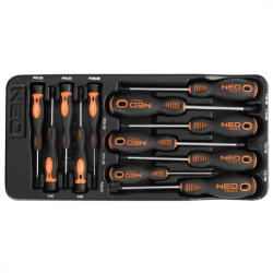 NEO TOOLS Műszerész, Precíziós Csavarhúzó készlet, PZ, TORX, 12db, műhelykocsitálcával (84-247) - olaj