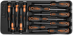 NEO TOOLS Műszerész, precíziós csavarhúzó készlet, PZ, Torx, 12db, műhelykocsitálcával (84-247)