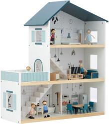 Mappy 3 szintes faház babáknak, bútorokkal és figurákkal, magasság 70 cm, 31 db, többszínű