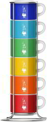 Bialetti Espresso Porcelán Csésze Szett - 65 ml, 6 darabos + Állvány, Színes