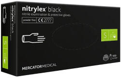 Mercator Medical Gumikesztyű Mercator Nitrylex nitril PÚDER NÉLKÜLI, FEKETE "S" 100db/doboz, 10doboz/karton (5906615029045)
