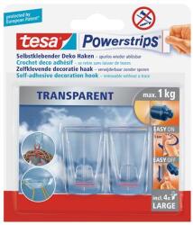 tesa Műanyag akasztó ragasztócsíkkal, TESA Powerstrips® , átlátszó (58813-00000-00/00000-20) - tabexpress