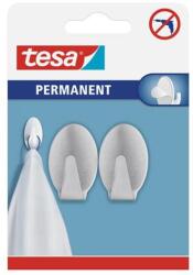 tesa Fém akasztó, öntapadó, ovális, L méret, TESA, matt króm, 2db/bliszt (66611-00000-00) - mystock
