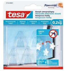 tesa Műanyag akasztó, ragasztócsíkkal, kis méret, TESA "Powerstrips®", átlátszó, 5db/bliszt (77734-00007-00) - iconink