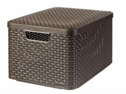 Keter Rattan hatású kosár tetővel, 30l, sötétbarna, CURVER Style L (CSCR30SB) (205861)