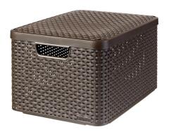Keter Rattan hatású kosár tetővel, 30l, sötétbarna, CURVER Style L (CSCR30SB)