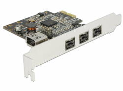 Delock Adaptor DELOCK Placă PCI Express > 3 x extern FireWire B + 1 x intern FireWire A (89864)