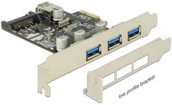 Delock PCI Express Kártya - 3 Külső + 1 Belső A-típusú Hüvely (89301)