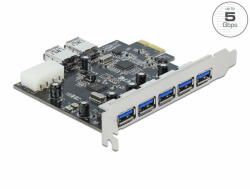 Delock Adaptor DELOCK Placă PCI Express > 5 x extern + 2 x intern USB 3.0 (89355)