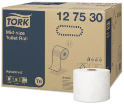 Tork Toalettpapír 2 rétegű duplatekercses átmérő: 13, 2 cm 100 m/tekercs 27 tekercs/karton Mid-size T6 Tork_127530 fehér (47596) - printsisters
