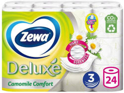 Zewa Toalettpapír 3 rétegű kistekercses 100% cellulóz 24 tekercs/csomag Deluxe Zewa Camomile Comfort hófehér (52632) - printsisters