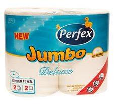 Perfex Kéztörlő tekercses háztartási PERFEX Boni Jumbo Deluxe 2 rétegű 2 tekercses (HK12377) - irodaszer
