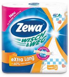 Zewa Háztartási papírtörlő, 2 rétegű, 2 tekercses, ZEWA Wisch&Weg extra lang (43222) - molnarpapir