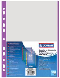 DONAU A4 Lefűzhető 40 Mikron Narancsos Felületű Genotherm Színes Oldalcsíkkal - 100 db / Csomag, Lila