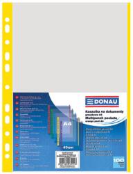 DONAU A4 Lefűzhető 40 Mikron Narancsos Felületű Genotherm Színes Oldalcsíkkal - 100 db / Csomag, Sárga