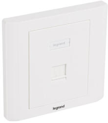 Legrand süllyesztett szerelvény - 1xrj45 keystone port fogadására egyenes fehérburkolattal és kerettel címketartóval