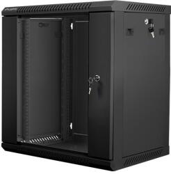 Lanberg 19" 12U Fali Rack Szekrény - 600x450 mm, Fekete (WF01-6412-10B)