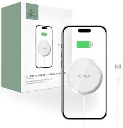 Tech-Protect QI15W-A34 MagSafe induktív töltő USB-C kábellel - fehér