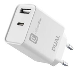 Cellularline Incarcator Cellularline Priza Power USB-A/USB-C 20W Alb ACHIPHUSB2PD20W (8018080414091)