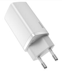 Baseus GaN2 Lite hálózati töltő adapter 65W USB-C + USB-A, fehér
