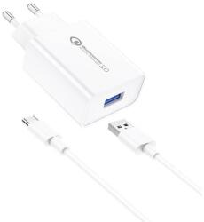 FONENG EU13 18W Wall Charger + USB to USB-C Cable, 3A (White)