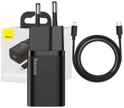 Baseus Super Si USB-C gyorstöltő, 20W, 1 m-es USB-C-Lightning kábellel (fekete)