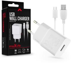 Maxlife TF-0102 univerzális fehér hálózati töltő adapter + 1m microUSB töltő és adatkábel (TF-0102) - nyomtassingyen