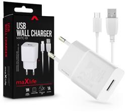 Maxlife TF-0102 univerzális fehér hálózati töltő adapter + 1m microUSB töltő és adatkábel (TF-0102) - pcx