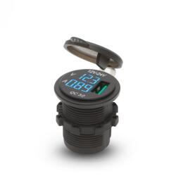 Szivargyújtó helyére beépíthető USB aljzat, feszültségmérővel - kék (54927BL)