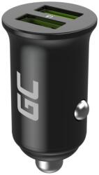 Green Cell GC CADM-GC-36AA - USB-Ladegeraet 36 W 2x USB-A schwarz Kézilámpa, GPS, Fejhallgató, Mobiltelefon, Navigátor, Egyéb típusú, Hordozható hangszóró, Tápérintkező, Okostelefon, Okosóra, Táblagép, Telefon, 