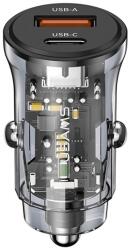 USAMS CC164CC01 30W USB/Type-C fekete autós töltő (CC164CC01)