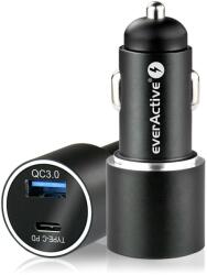 everActive Cc-20Q Usb-C / Usb-A Autós Töltő - 5V / 3A , Fekete (CC-20Q)