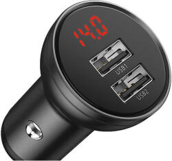 Baseus Autós töltő 2xUSB 2.4A 12-24V fekete Baseus