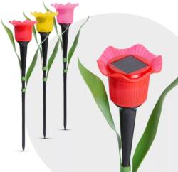 LED-es szolár tulipánlámpa sárga / piros / rózsaszín - 31 cm (GL015)
