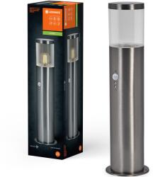 OSRAM Endura Ebro kültéri világítóoszlop mozgás- és fényérzékelővel, 1xE27, max. 12W LED, IP44, Ø130x490 mm, acél/polikarbonát, ezüst