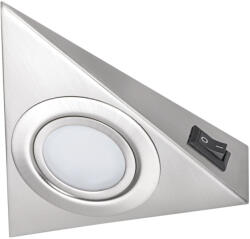 Kanlux G4, 130x130 mm, matt króm színű, acél házas, háromszög alakú bútorvilágító spot lámpatest, ZEPO - kapcsolóval felszerelt (4386)