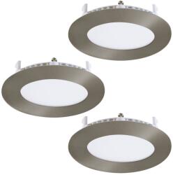 EGLO Set 3 spoturi LED încastrabile nichel ultraplate H: 3cm, D: 8, 5cm, 2700K, 3 x 2, 7W-LED, 3 x 300 lumeni (34013)