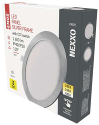 EMOS LED süllyesztett lámpatest NEXXO, kerek, ezüst, 18W, CCT (ZD1243) - mione