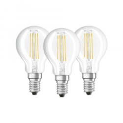 OSRAM BASE Clas LED fényforrás E14 4W Kisgömb meleg fehér filament (3db) (4058075819337)