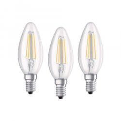 OSRAM BASE Clas LED fényforrás E14 4W Gyertya meleg fehér filament (3db) (4058075819313)