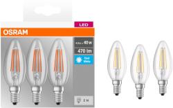 OSRAM LED izzó készlet, 3 darab, B40, E14, 4W (40W), 470 lm, A++, Hideg fény